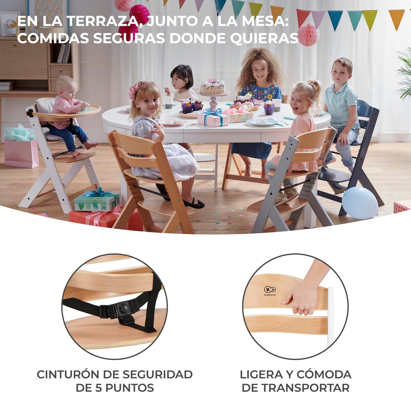 Trona Bebé Madera – Evolutiva, Ergonómica, Bandeja